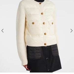 Moncler down panel virgin wool cardigan jacket